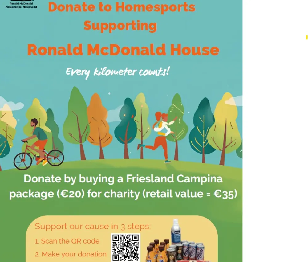 Donate by buying a FrieslandCampina package (€20) for charity (retail value = €35)